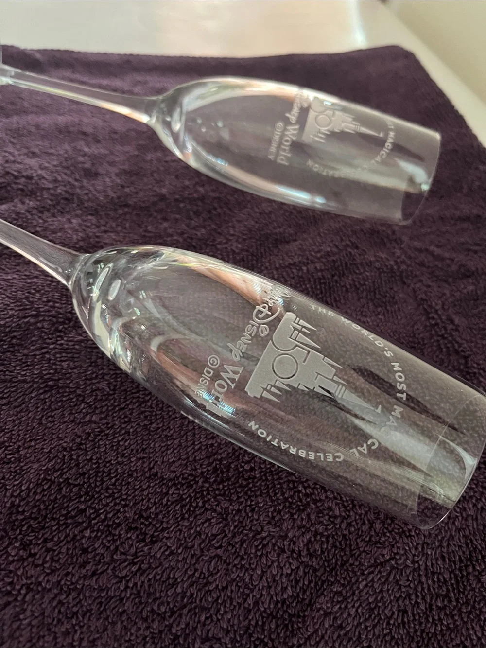 Disney Clear Etched 50th Anniversary Champagne Flutes - Clear 9 in tall